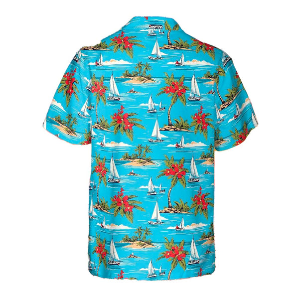Chemise Hawaïenne Ocean Pacific Homme Taille M - Bleue, Boutons Bois, Manches Courtes, Coton - État Parfait
