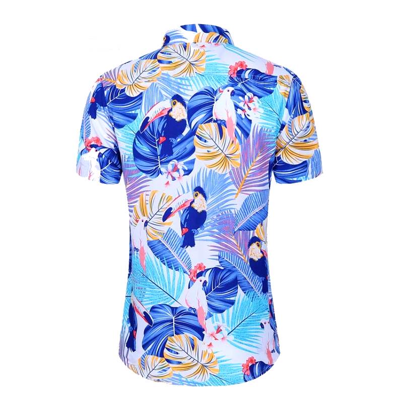 chemises tropicales bleu exotique et toucan