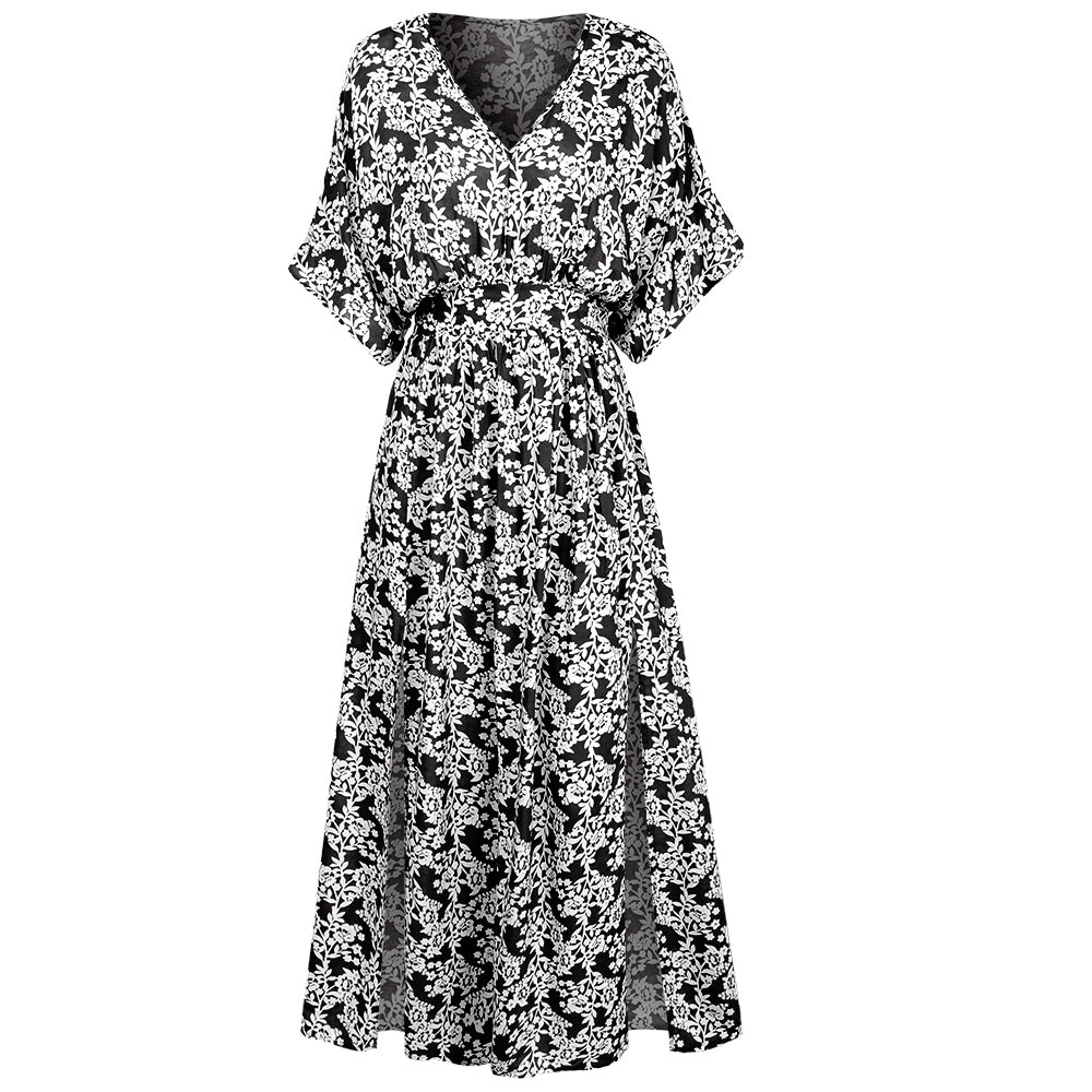 ROBE A FLEURS NOIRE & BLANCHE