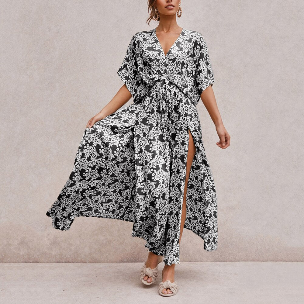 ROBE A FLEURS NOIRE & BLANCHE