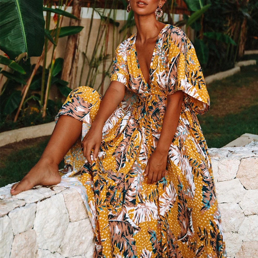 ROBE LONGUE DE PLAGE BLEU
