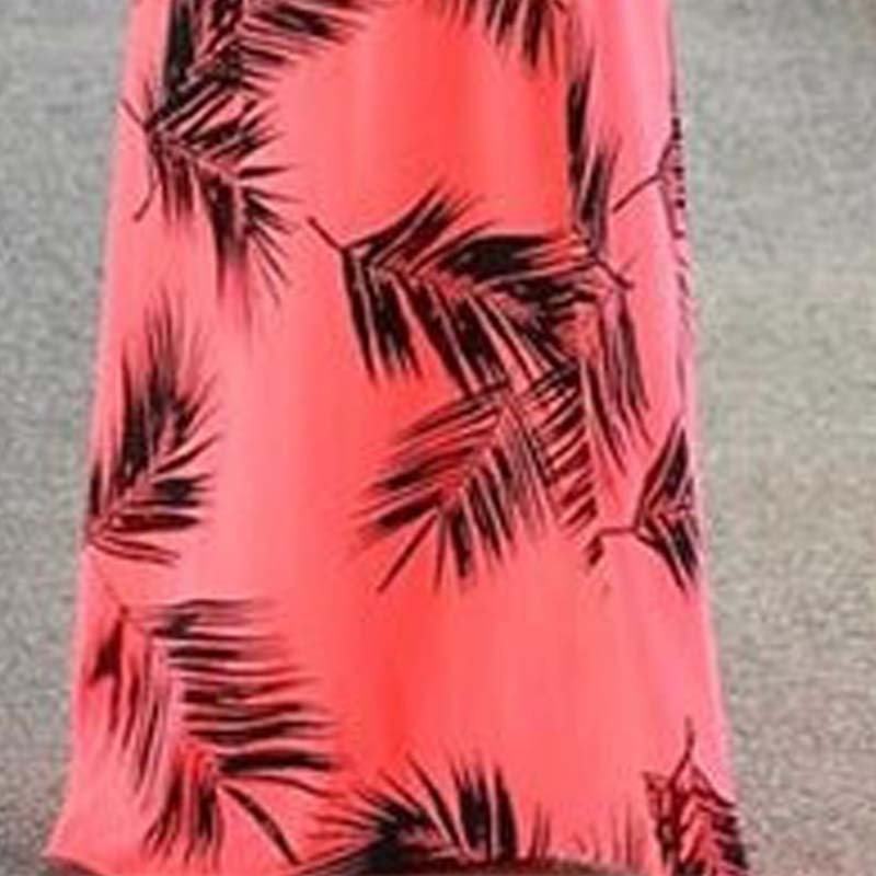ROBE LONGUE ROSE FEUILLES DE PALMIER