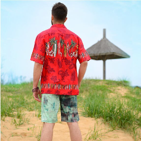 CHEMISE DE PLAGE ROUGE BEACH PARY