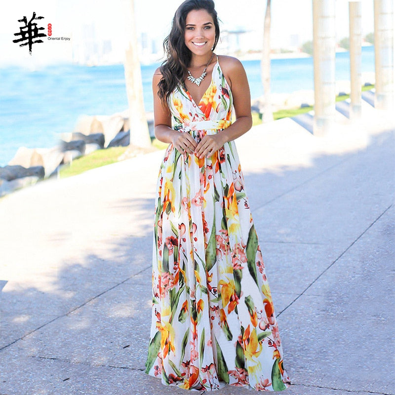 ROBE LONGUE BLANCHE A FLEURS