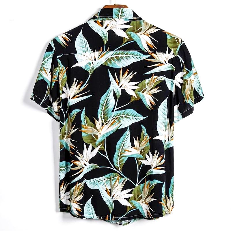 chemise a fleurs exotique noire