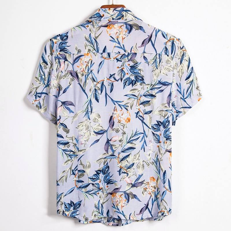 chemise à fleurs vintage bleu