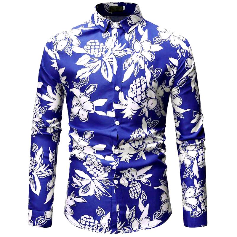 chemise tahitienne bleu manava