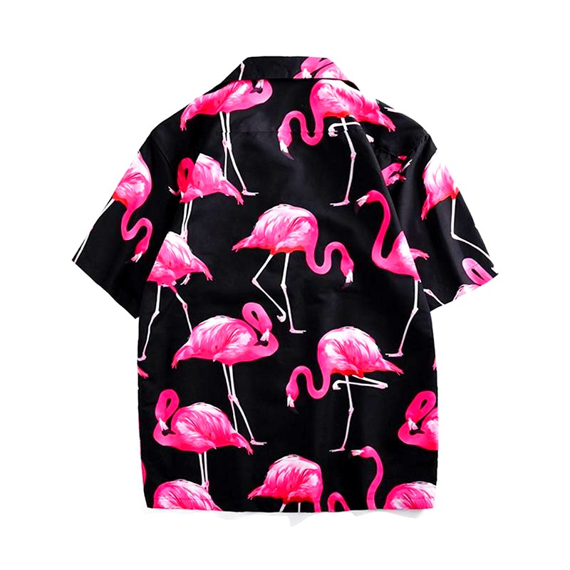chemise tropicale flamant rose