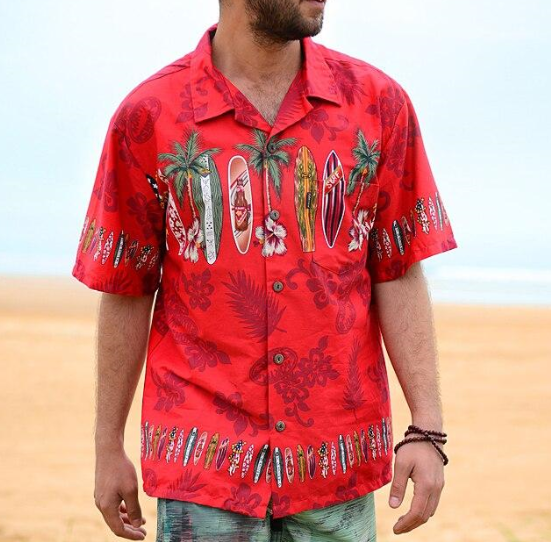 CHEMISE DE PLAGE ROUGE BEACH PARY
