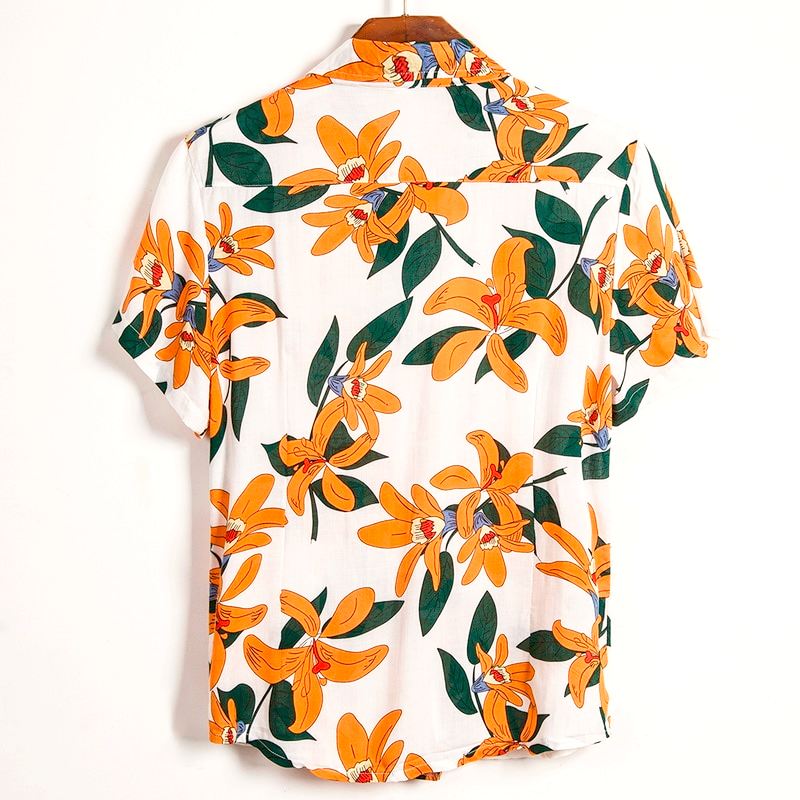 chemise a fleurs exotique blanche