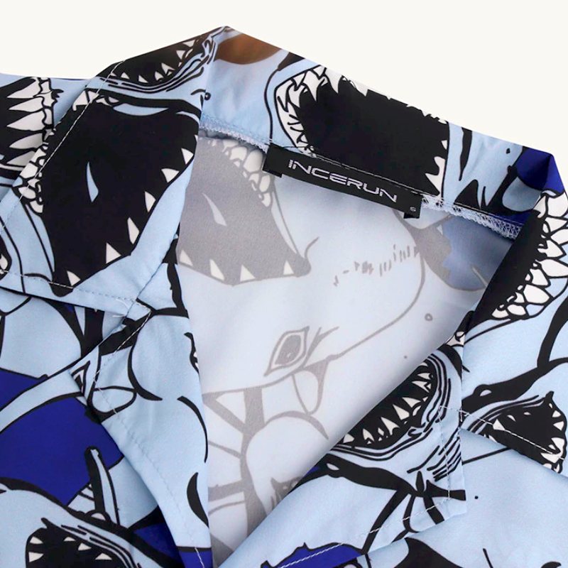 chemise de plage requin bleu