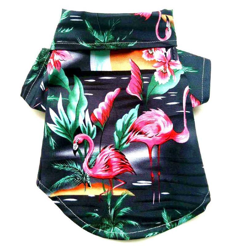 chemise hawaïenne noire flammant rose