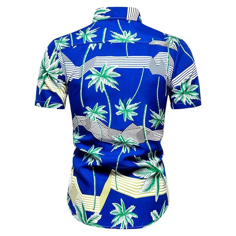chemise palmier bleu design