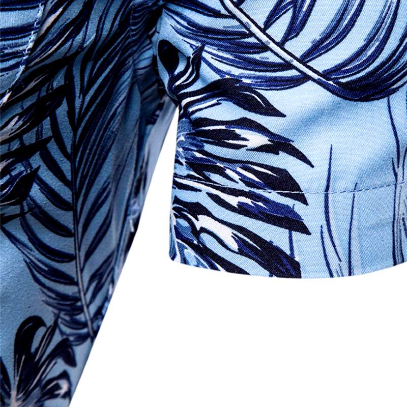 chemise palmier bleu design