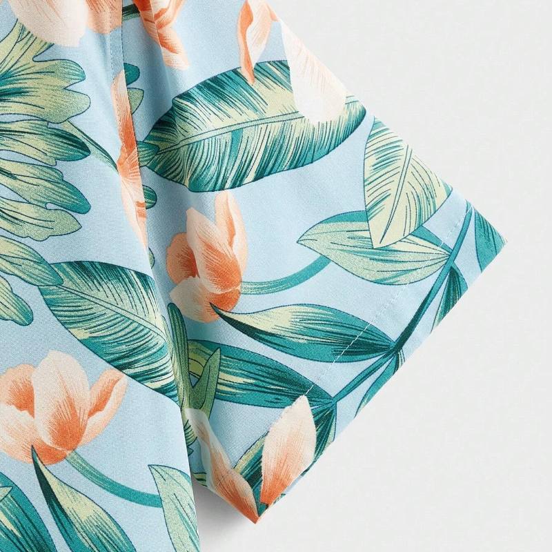 Chemise hawaïenne vintage bleu ciel