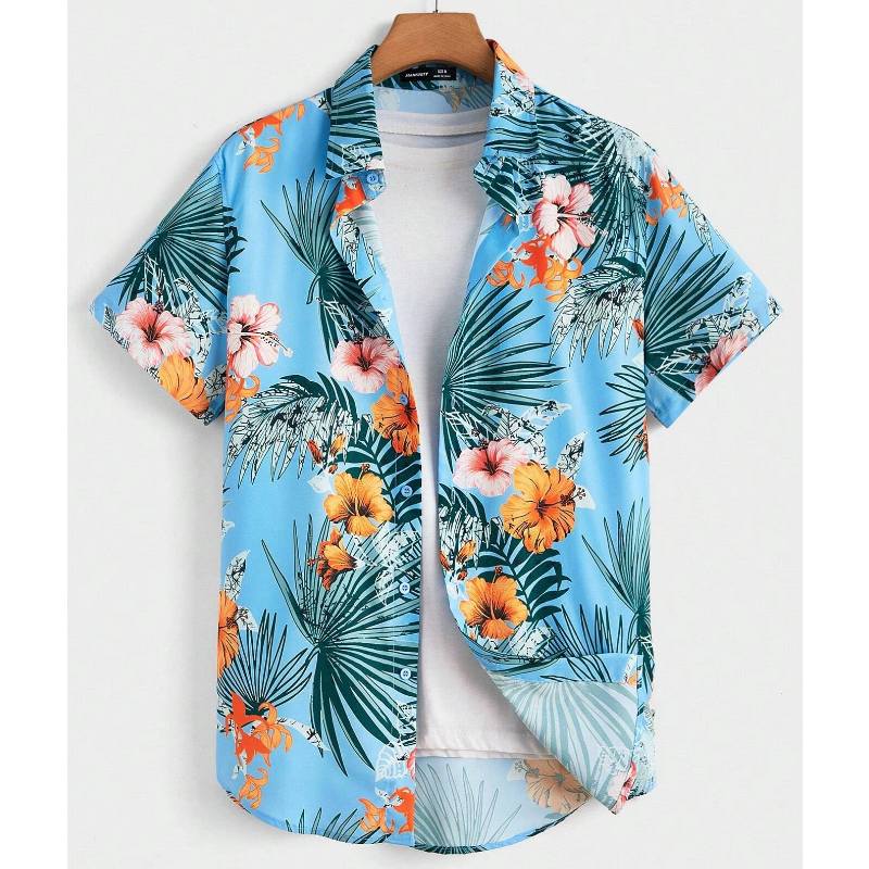 Chemise hawaïenne vintage bleu ciel