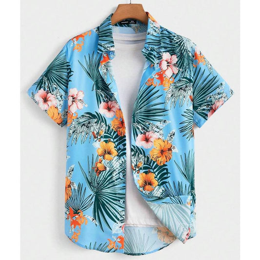 Chemise hawaïenne vintage bleu ciel