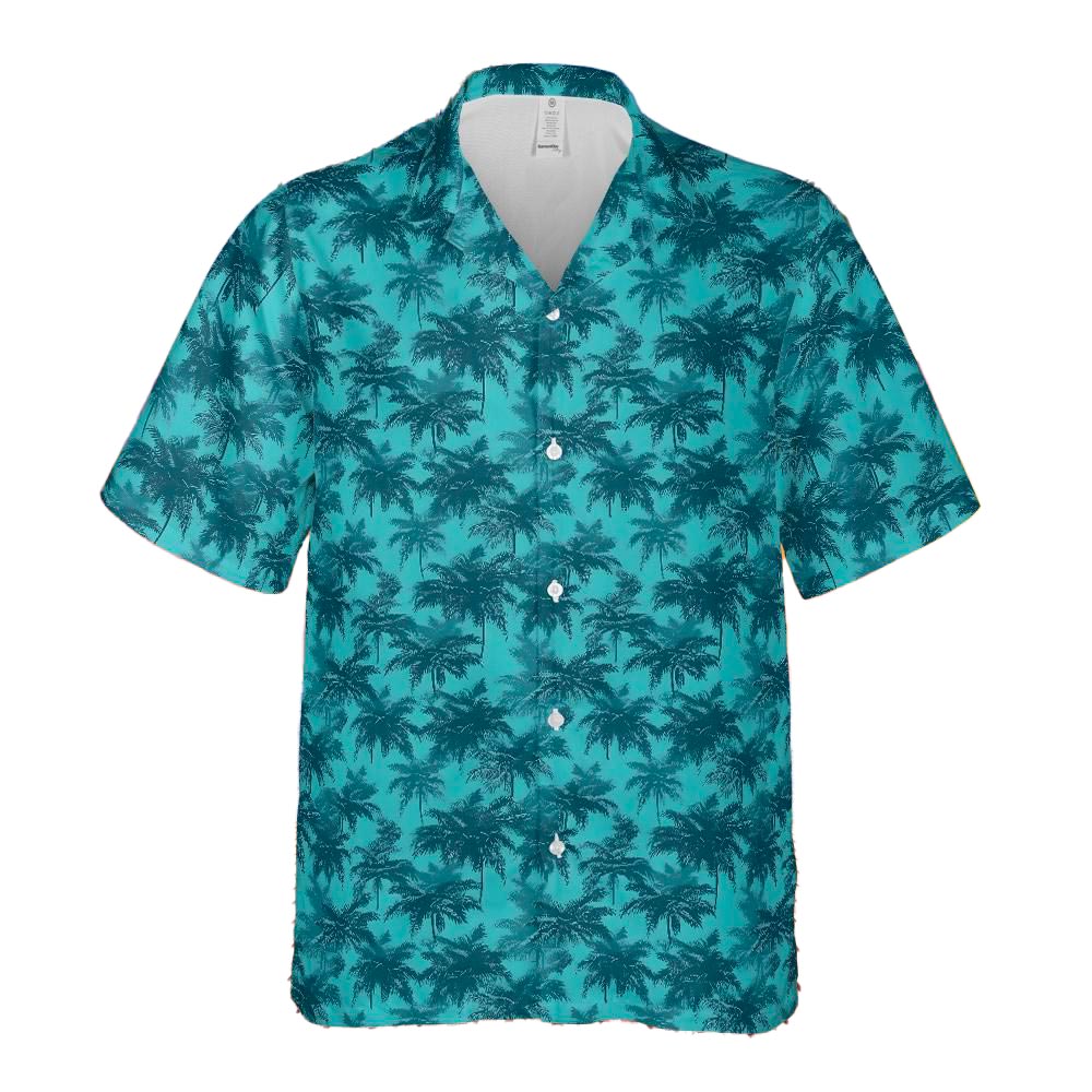 Chemise Boutonnée Huk Imprimé Palmier - Manches Courtes, Corail, Taille L - Homme