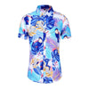 chemise tropicale bleu exotiques et toucan