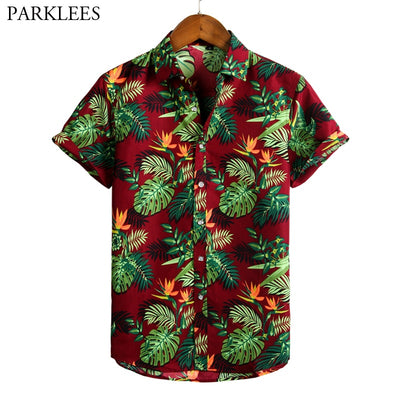 Retro Floral Printed Mens Hawaiian Shirt 2020 Vintage Summer Shirts for Men Casual Button Beach Holiday Short Sleeve Short Male