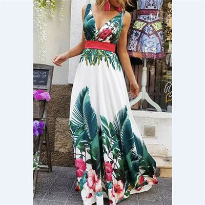 ROBE TROPICALE FEUILLES DE PALMIERS