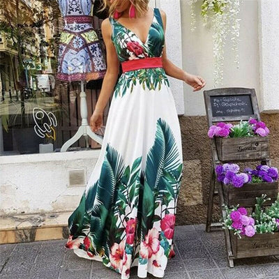 ROBE TROPICALE FEUILLES DE PALMIERS