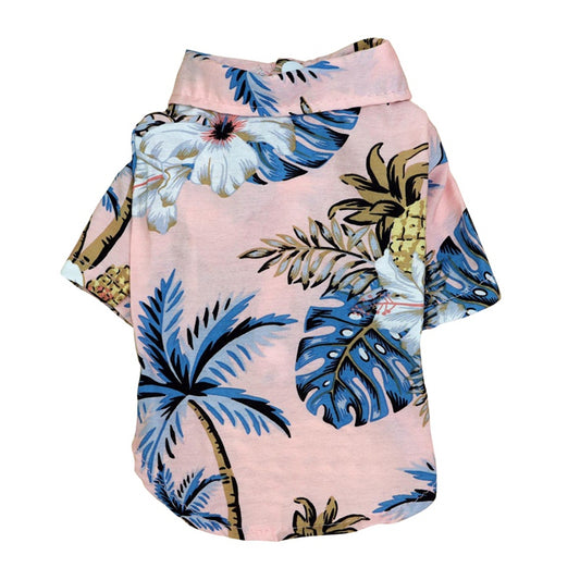 CHEMISE HAWAÏENNE ROSE POUR CHIEN