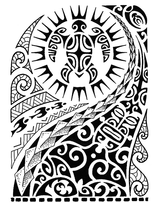 Tatouage maori tortue tribale