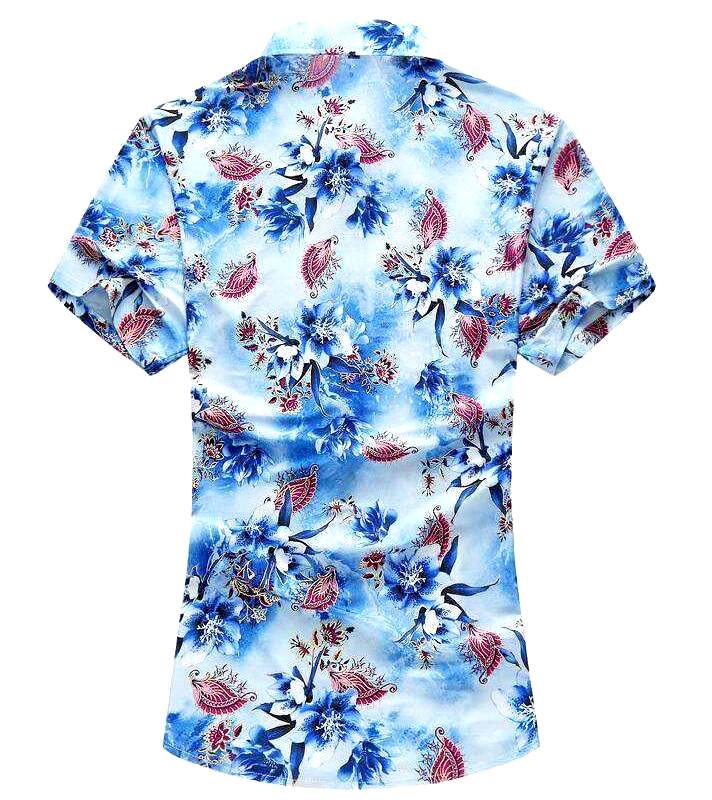 chemise a fleurs bleu ciel