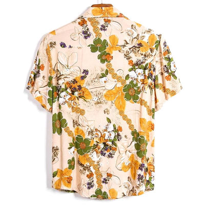 chemise à fleurs beige