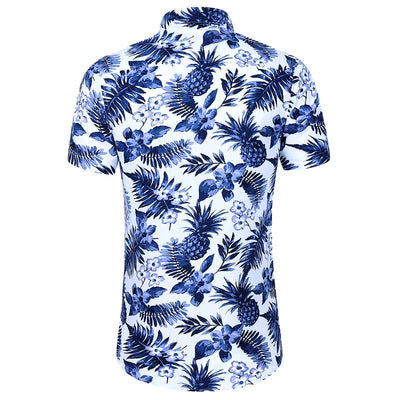 chemise à fleurs bleue & blanche