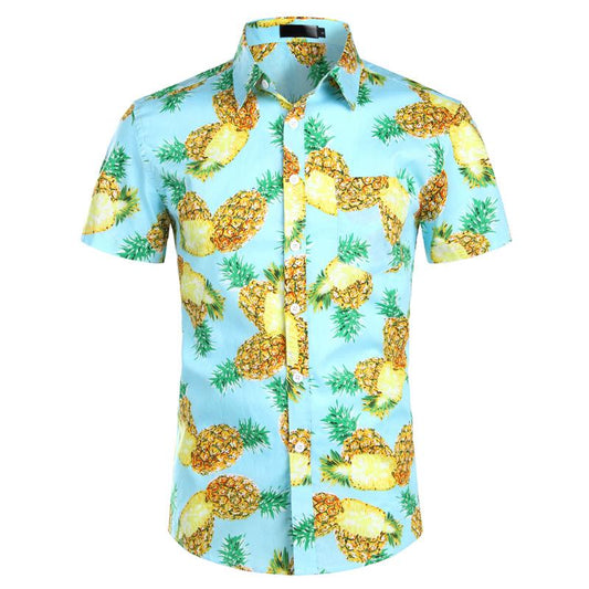 chemise ananas bleu lagon