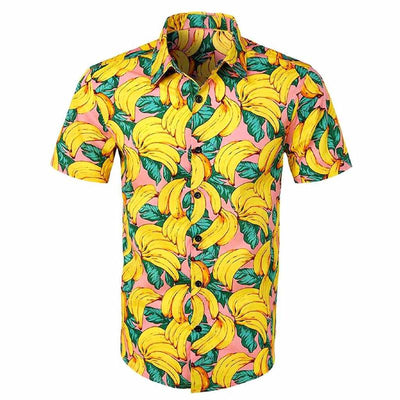 chemise banane rose a manche courte