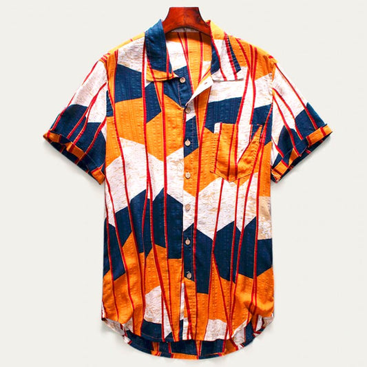 chemise colorée jaune bleu