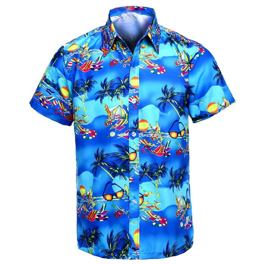 chemise de plage bleu