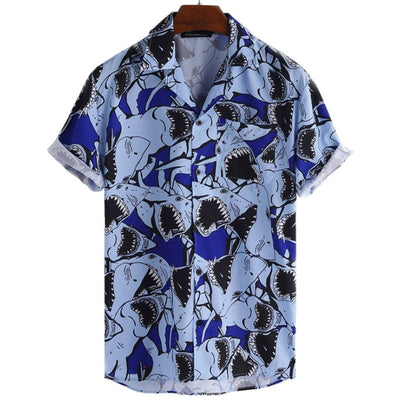 chemise de plage requin bleu