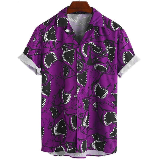 chemise de plage requin violet