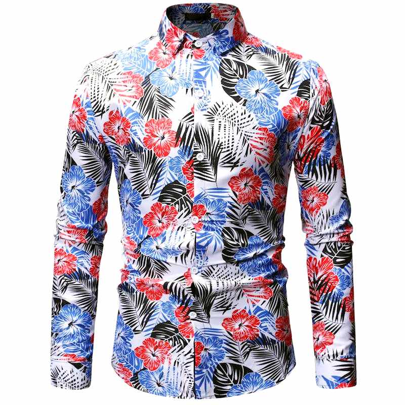 chemise à fleurs palmiers colorée 