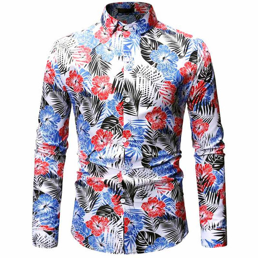 chemise à fleurs palmiers colorée 