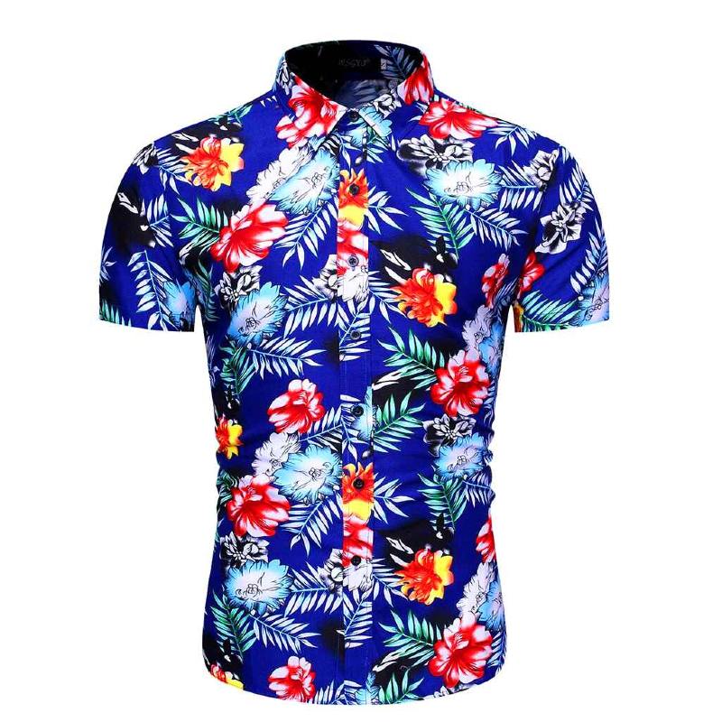 chemise hawaïenne bleu profond