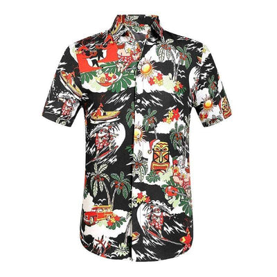 chemise hawaïenne noire de noël
