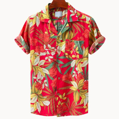 chemise hawaïenne vintage rouge