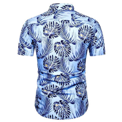 chemise palmier bleu design