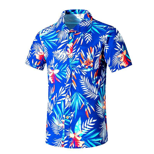 chemise tropicale bleue 