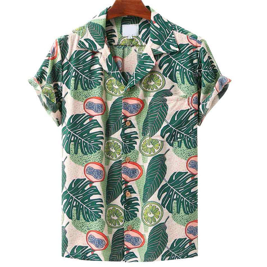 chemise tropicale feuilles exotiques