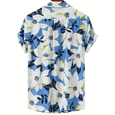 chemise à fleurs spring blue sky