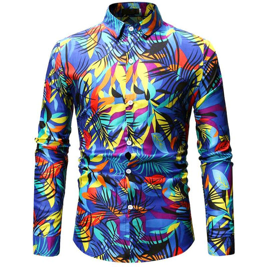 chemise colorée bleu bariolé