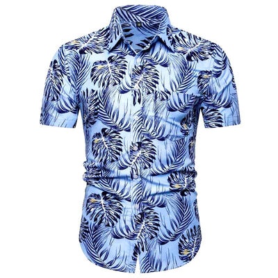 chemise palmier bleu design