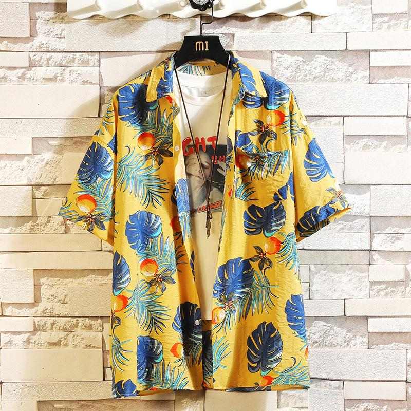 chemise palmier vintage jaune