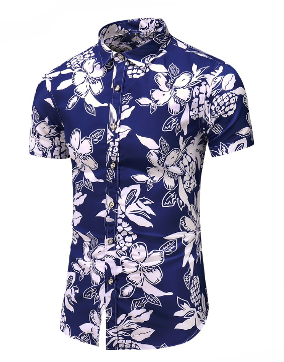 chemise tahitienne bleu